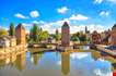 Strasbourg Medieval Bridge Ponts Couverts And Cathedral-Strasbourg Medieval Bridge Ponts Couverts And Cathedral