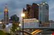 Columbus Ohio Skyline After Sunset With New Rich Street Bridge-Columbus Ohio Skyline After Sunset With New Rich Street Bridge