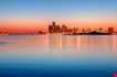 Detroit Michigan Skyline At Sunset-Detroit Michigan Skyline At Sunset