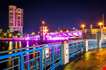 The Riverwalk And Bridge Over The Hillsborough River At Night In Tampa-The Riverwalk And Bridge Over The Hillsborough River At Night In Tampa