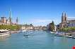 limmat-river-and-famous-zurich-churches-Limmat River And Famous Zurich Churches