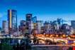 Calgary Skyline At Night With Bow River And Centre Street Bridge-Calgary Skyline At Night With Bow River And Centre Street Bridge