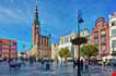 gdansk-long-market-old-town-the-town-hall-and-artus-court-Gdansk Long Market, Old Town, The Town Hall And Artus Court